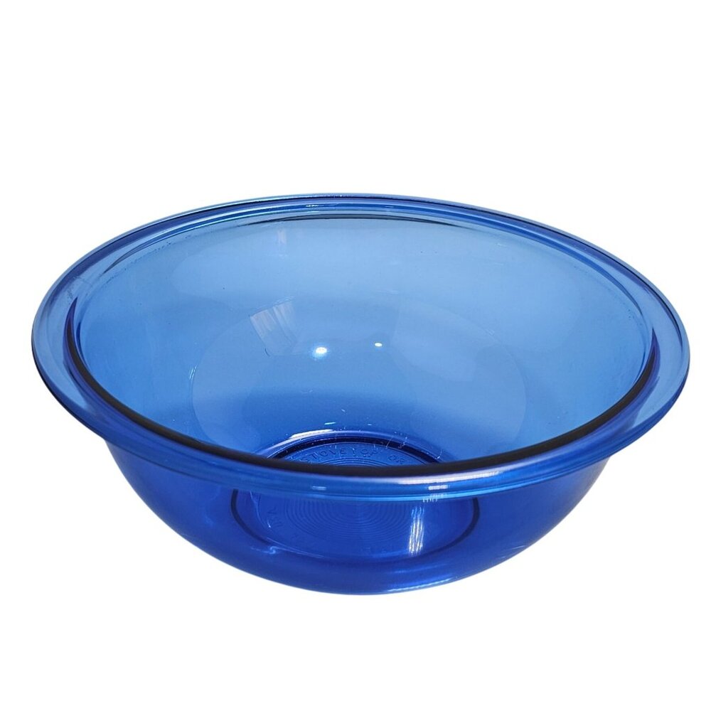 Pyrex Blue Mixing Nesting Bowl 1.5qt vtg kitchenwares serving 8.5" made in USA